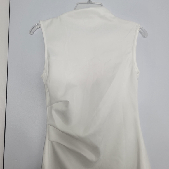 SOLD -NWT Cider White Mock Neck Sleeveless Ruched A-Line Skater Short Mini Dress - Picture 7 of 9
